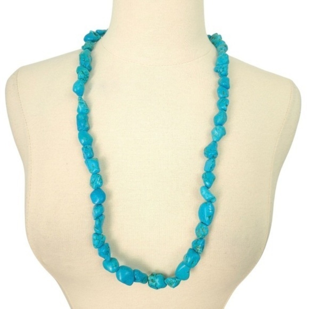 Chunky Turquoise Stones 31" - 36" Southwestern Western‎ Boho Necklace